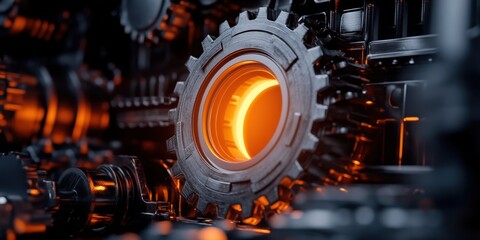 Fototapeta premium Intricate Industrial Gears: A Detailed View of a Complex Mechanism