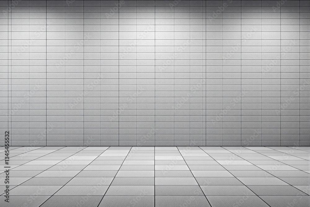 Aufkleber minimalist tiled interior with modern design and geometric architecture.