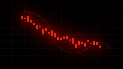 Stock Market Downtrend Candlestick Chart on Black Background