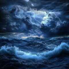 Fototapeta premium Stormy Ocean Under Dramatic Sky
