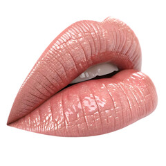 Fototapeta premium Glossy Lips: Makeup Stock Photo isolated on transparent background