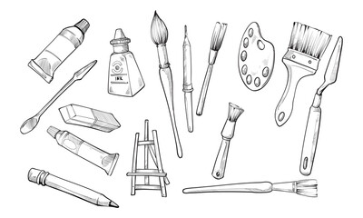 art supplies handdrawn collection