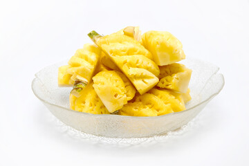 Thai pineapple sliced on white background