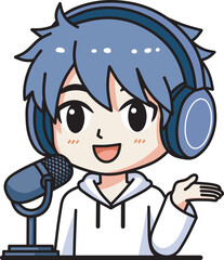 Podcast mascot cartoon illustration