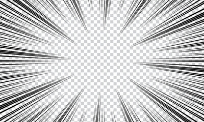 Radial lines background for comic book. Vector illustration