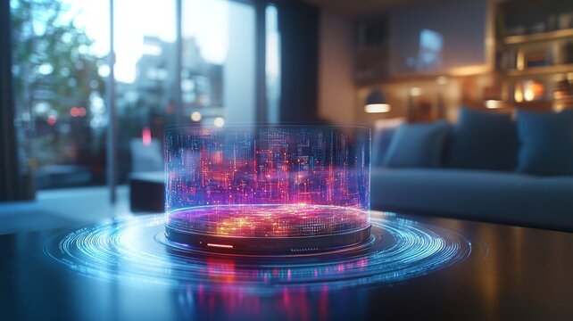 Futuristic cleaning innovation featuring an AI demonstration in