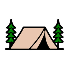 Camping Tent with Pine Trees Illustration