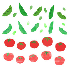 枝豆とトマトのイラスト
