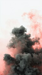 Gray and coral smoke plume, outdoor, abstract background, design element
