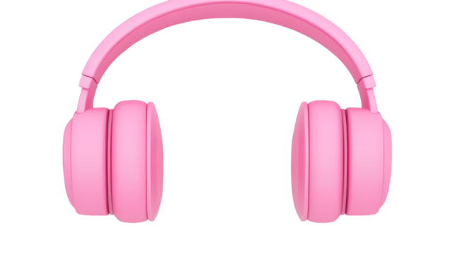 3d Rendering of Pink Wireless Headphones for Music Listening and Portable Audio on Transparent Background for Modern Digital Lifestyle and Sound Technology