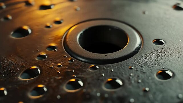 A macro graph of the countersink's surface, focusing on the material and any wear, with the surrounding area softly blurred.