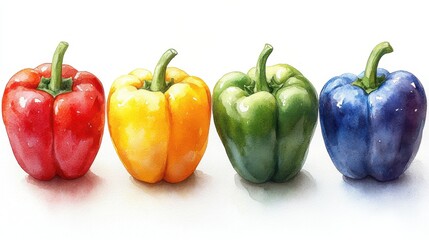 bell peppers clipart watercolor illustration watercolor style digital design illustration