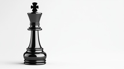 Fototapeta premium Black Chess King Piece on White Background