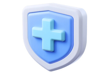 Obraz premium 3d Rendered Illustration of a Blue and White Shield Plus Symbol Depicting Medical Health Care Insurance Protection Security Safety on an Isolated Transparent Background