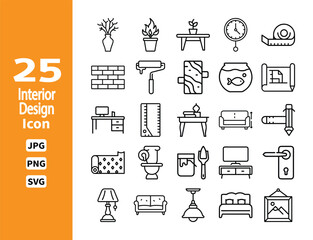 Modern Home Design Icons Set for Interior Design Projects