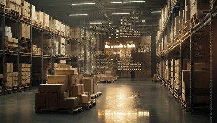 Modern Warehouse with Digital Displays