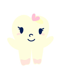 Cartoon character illustration of beautiful girl teeth