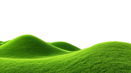 Illustration Green Grass Hills Field Landscape Background with Transparent Backdrop Nature Environment Summer Outdoor Lawn Beautiful Green Turf