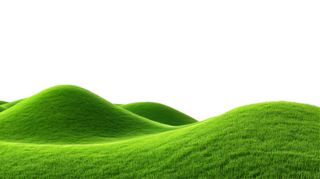 Illustration Green Grass Hills Field Landscape Background with Transparent Backdrop Nature Environment Summer Outdoor Lawn Beautiful Green Turf