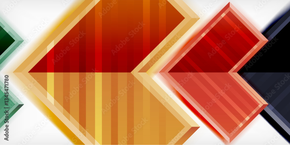 Poster Arrow symbols created with 3d effects and line texture geometric abstract background
