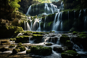 Waterfalls, with their cascading wonders, are living embodiment of nature evaporation and precipitation dance, as they draw boundless energy and vibrant vitality from sun to sustain their flow