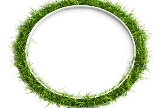 Abstract Illustration of Green Grass Circle Frame Isolated Over Transparent Backdrop With Natural Textured Design Element for Decoration Isolated Rendering