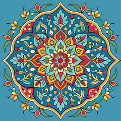 Traditional Islamic Motif Decorative Mughal Hand-Drawn Art