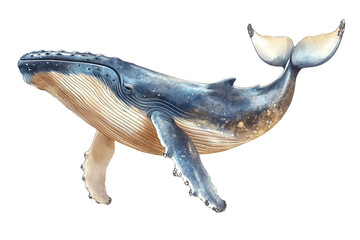 Fototapeta premium A majestic humpback whale swimming gracefully, showcasing its distinctive markings and powerful flippers.