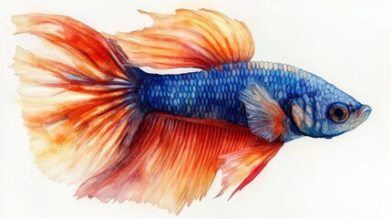 Fototapeta premium betta fish clipart watercolor illustration artistic illustration detailed illustration