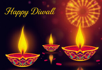 Happy Diwali illustration. Pattern for banners, covers, greeting cards, for printing on wall decorations.