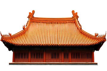 Obraz premium Illustration of an Asian Traditional Temple with Red Tiled Roof Transparent Background Featuring Ancient Chinese Architecture with a Focus on Cultural Heritage Historic Landmark Building