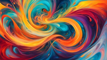 Abstract artwork featuring a mesmerizing swirl vibrant colors, creating a dynamic visually captivating piece.