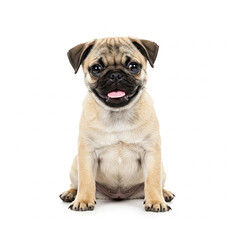 Obraz premium pug puppy isolated on white background. Pug puppy sitting isolated on white background.