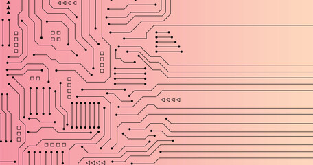 Abstract background with technology circuit board texture. Electronic motherboard illustration. Communication and engineering concept. Vector illustration