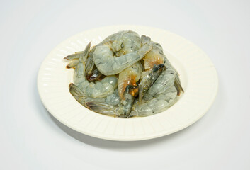 Fresh peeled shrimp on a plate