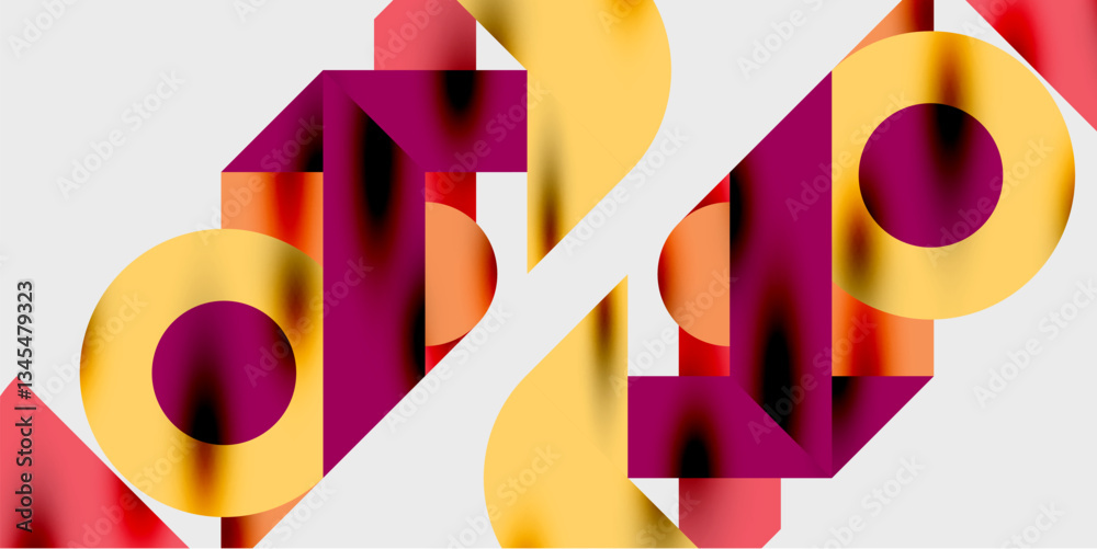 Aufkleber Modern abstract background featuring circles, lines, and triangles in a dynamic geometric composition. Perfect for stylish, tech, or creative-themed designs