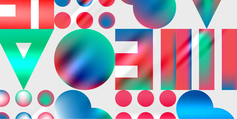 Triangles, circles, squares, rectangles design. Vector Illustration For Wallpaper, Banner, Background, Card, Book Illustration, landing page