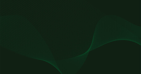 Abstract dark green background with greent smooth lines. 