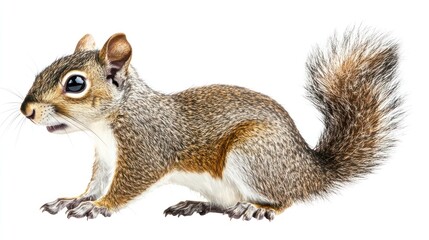Obraz premium Cute squirrel profile, studio shot, isolated on white background, for nature, wildlife, or education use
