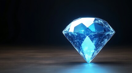 Glowing Blue Diamond for Dark Background.
