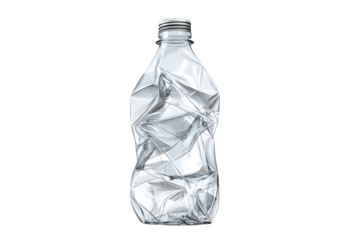 Crumpled plastic bottle isolated on transparent background