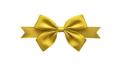 Illustration of Golden Ribbon Bow Ornament Decorative Element Festive and Elegant Shiny and Glitter Detail on Transparent Background