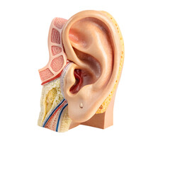 Human Ear Anatomy Model isolated on transparent background