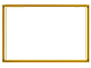 Golden Frame with Ornate Border on Transparent Background Elegant Decorative Rectangle Vintage Picture Artwork Design Luxury Art Retro Isolated Template Elegant Golden Frame Illustration