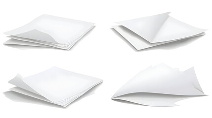 Illustration of Stacked White Papers Sheets Documents on Transparent Background For Office Business Accounting and Design with Blank Clean Textured Pages