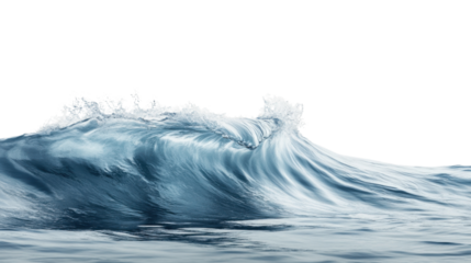 Big blue ocean wave breaking with transparent background