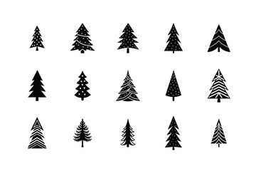 Obraz premium christmas trees set, set of christmas trees, christmas trees collection