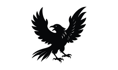 Obraz premium Raven Open Beak Black Silhouette
