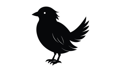 Obraz premium Small Bird Standing Black Silhouette