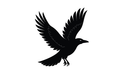 Obraz premium Crow Wings Spread Black Silhouette